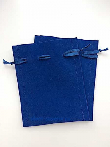 Синий мешочек с синей атласной лентой