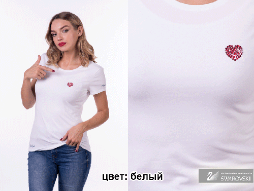 футболка женская Рубиновое сердце белый