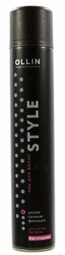 OLLIN STYLE Лак для волос ультрасильной фиксации 	500 мл