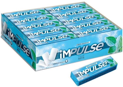 ВВ003 Impulse, жевательная резинка со вкусом мяты, без сахара, 14 г