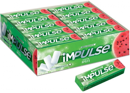 ВВ001 Impulse, жевательная резинка со вкусом арбуза, без сахара, 14 г