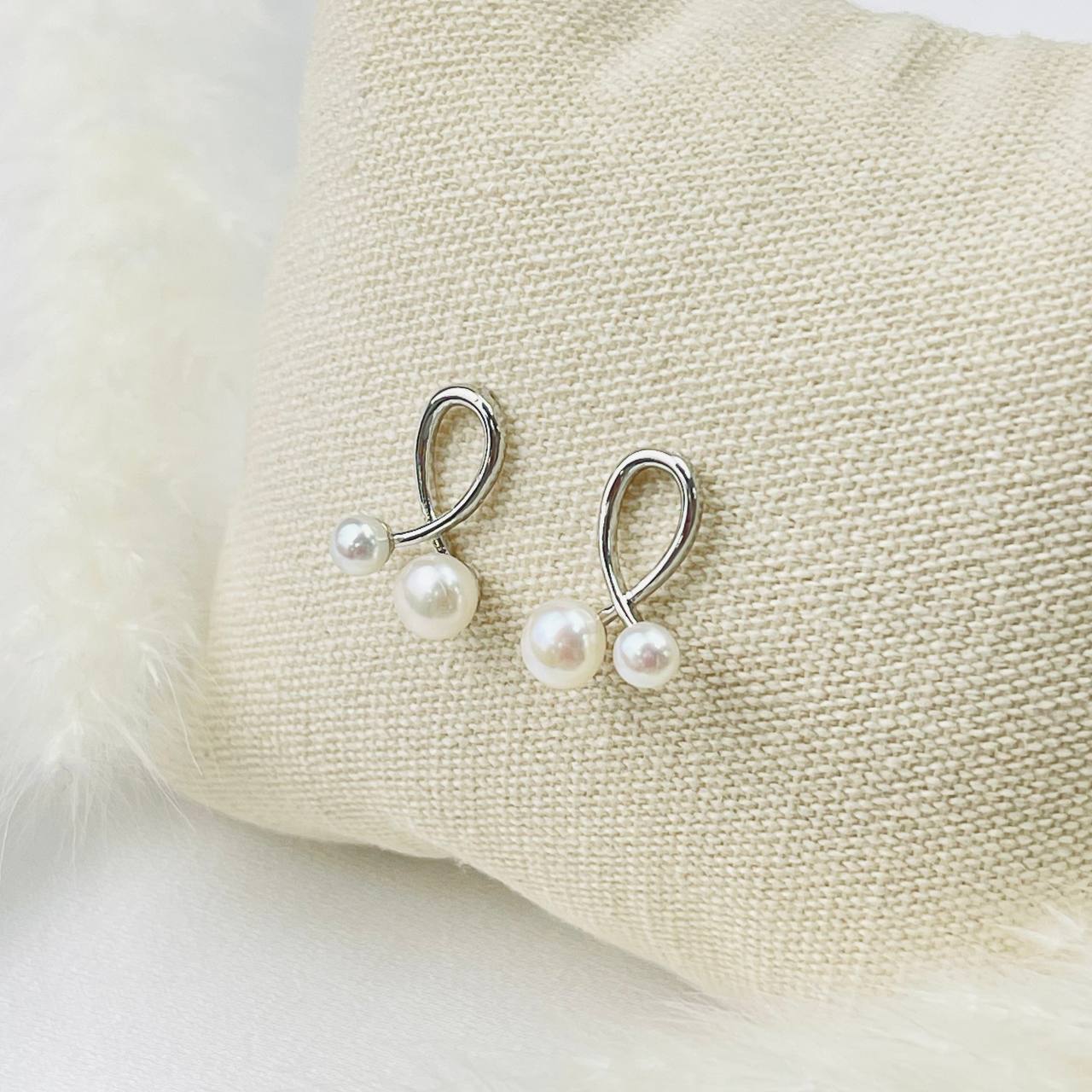 Радуга Самоцветов Серьги-пусеты из речного Жемчуга