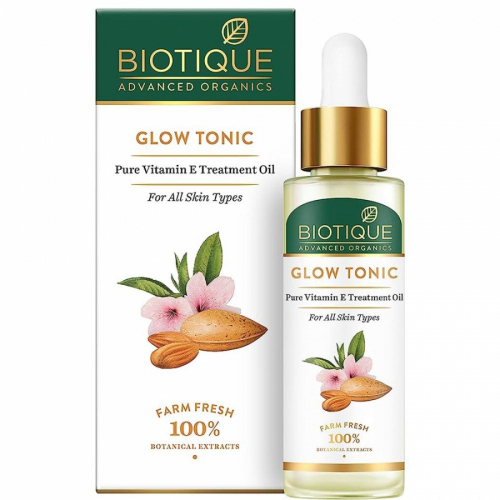 BIOTIQUE Advanced Organics Glow Tonic Pure Vitamin E Treatment Oil Тонизирующее масло для лица с витамином Е 30мл