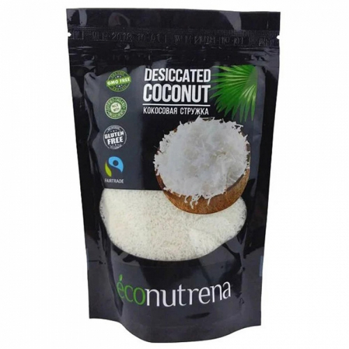 ECONUTRENA Organiс low fat Coconut flakes Кокосовая стружка жирность 45% дой-пак 250г