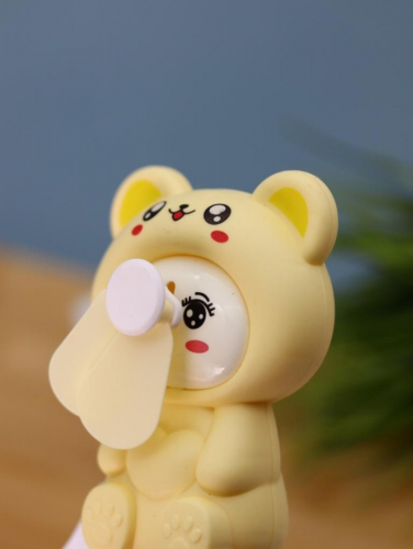 Портативный механический ручной вентилятор «Interesting kitty», yellow