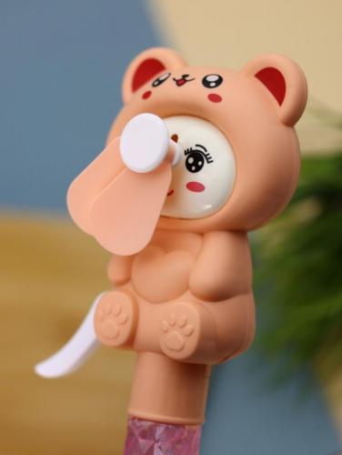 Портативный механический ручной вентилятор «Interesting kitty», pink