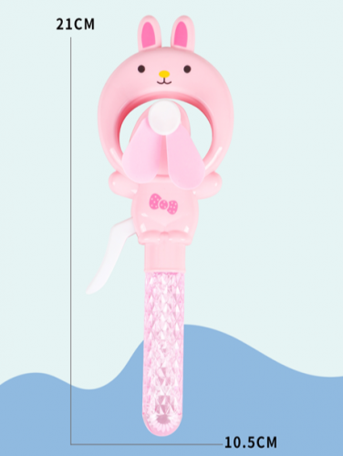 Портативный механический ручной вентилятор «Round rabbit», pink