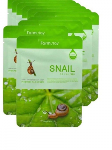 Farm Stay /Тканевая маска для лица с муцином улитки. Visible Difference Mask Sheet Snail. 10 шт.