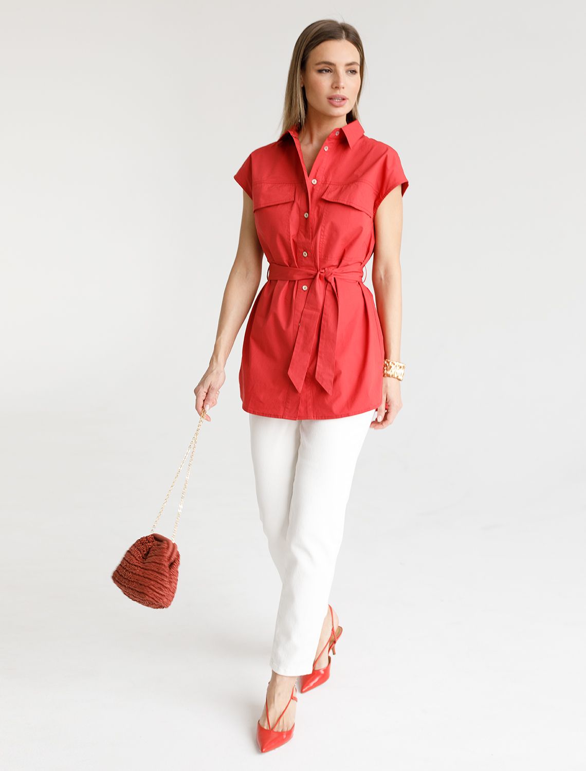 Джинсы mom-fit из эластичного денима D54.109 белый