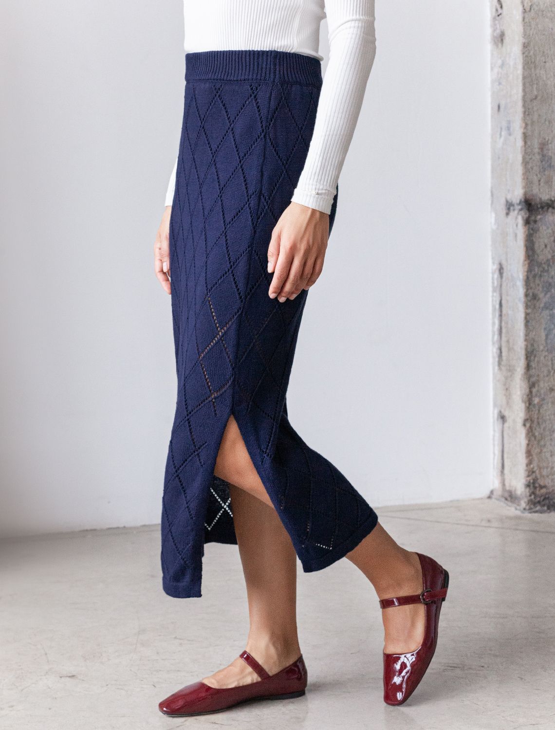 Ст.цена 2490р Вязаная юбка на подкладке D36.013 темно-синий