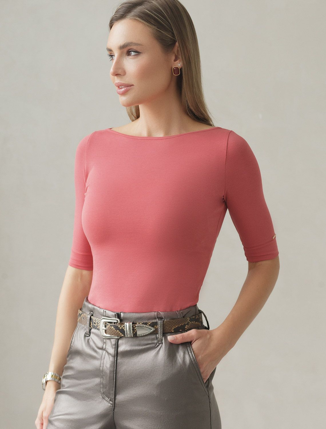 Джемпер из премиального хлопка с эластаном D49.112 терракота