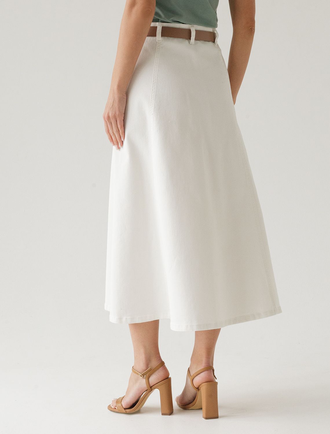 Юбка на запАх из эластичного денима D56.112 белый