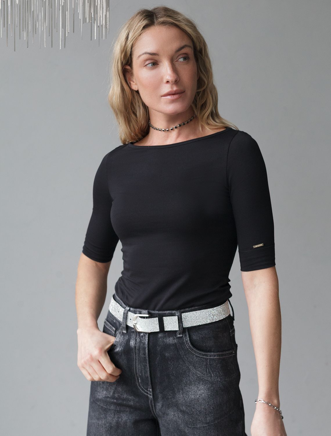 Джемпер из премиального хлопка с эластаном D49.112 черный