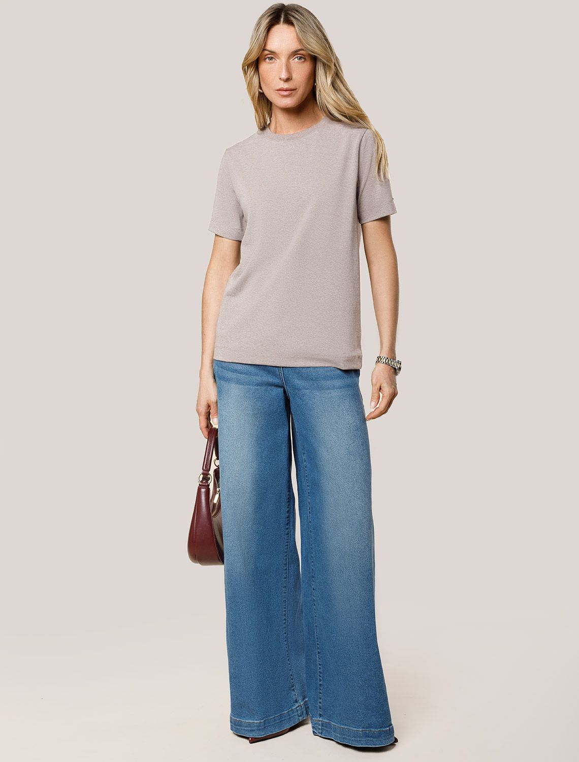 Футболка из премиального хлопка D49.110 кофейный меланж