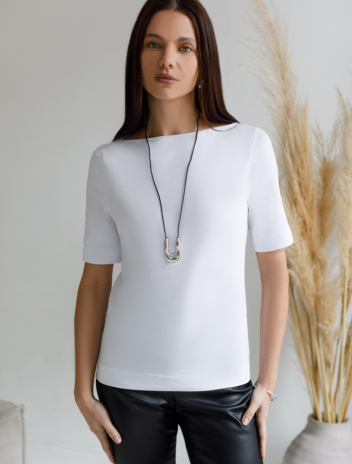 Джемпер из премиального хлопка с эластаном D49.112 белый