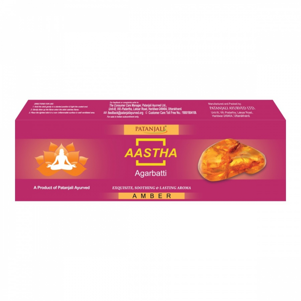 PATANJALI Aastha Agarbatti Amber Благовоние Амбра 75г
