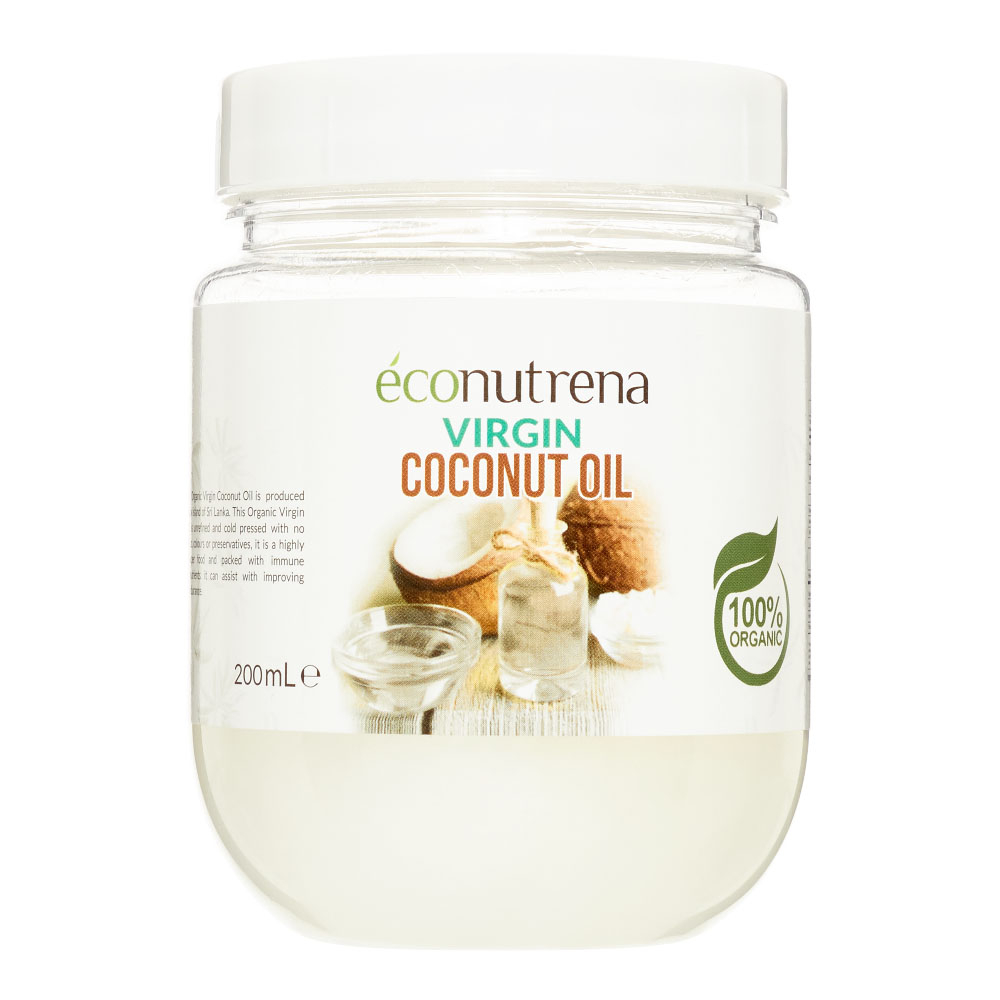 ECONUTRENA Organiс Coconut oil Органическое кокосовое масло холодного отжима 200м