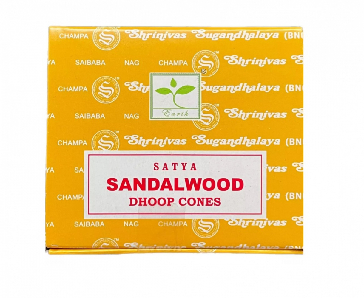 SATYA Sandalwood Dhoop Cone Благовония конусы Сандаловое Дерево 12шт
