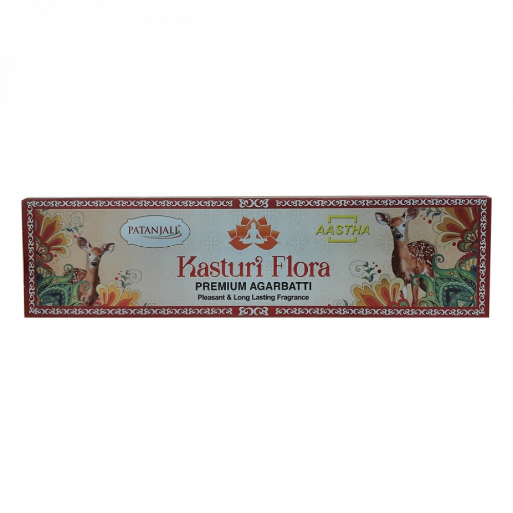 PATANJALI Aastha Premium Agarbatti Kasturi Flora Благовоние Цветочный мускус (масальные) 20шт