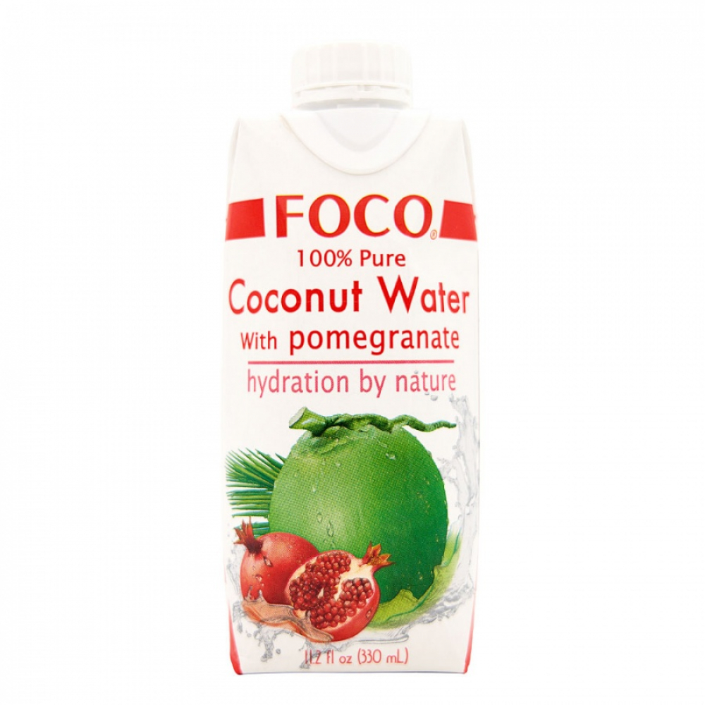 FOCO Coconut water with pomegranate Кокосовая вода с соком граната 330мл Тетра-пак