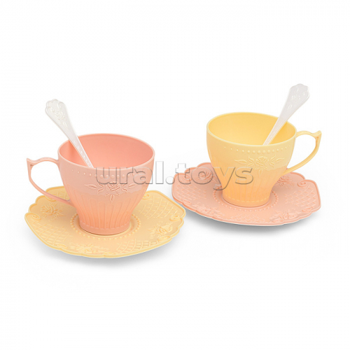 Набор для песка (3 формочки, лопатка, 2 чашки, 2 блюдца, 2 ложки). Серия 
