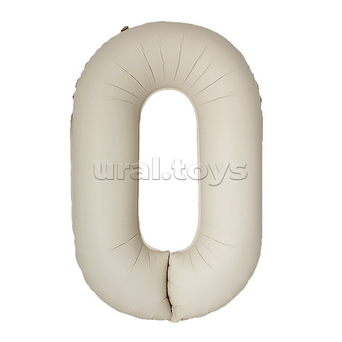 Шар (40''/102 см) Цифра, 0 Slim, Кремовый Латте, Матовый, 1 шт. в уп.