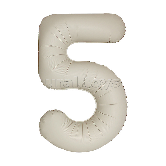 Шар (40''/102 см) Цифра, 5 Slim, Кремовый Латте, Матовый, 1 шт. в уп.