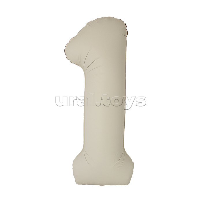 Шар (40''/102 см) Цифра, 1 Slim, Кремовый Латте, Матовый, 1 шт. в уп.