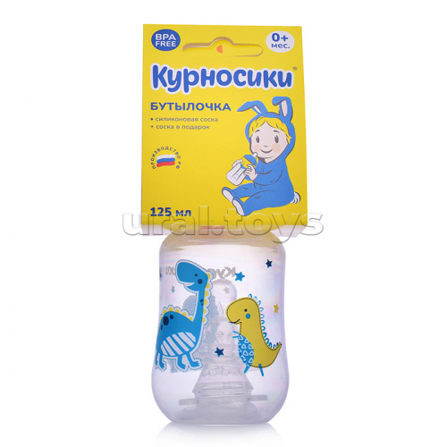 Бутылочка приталенная с 2-мя силиконовыми сосками без ручек 