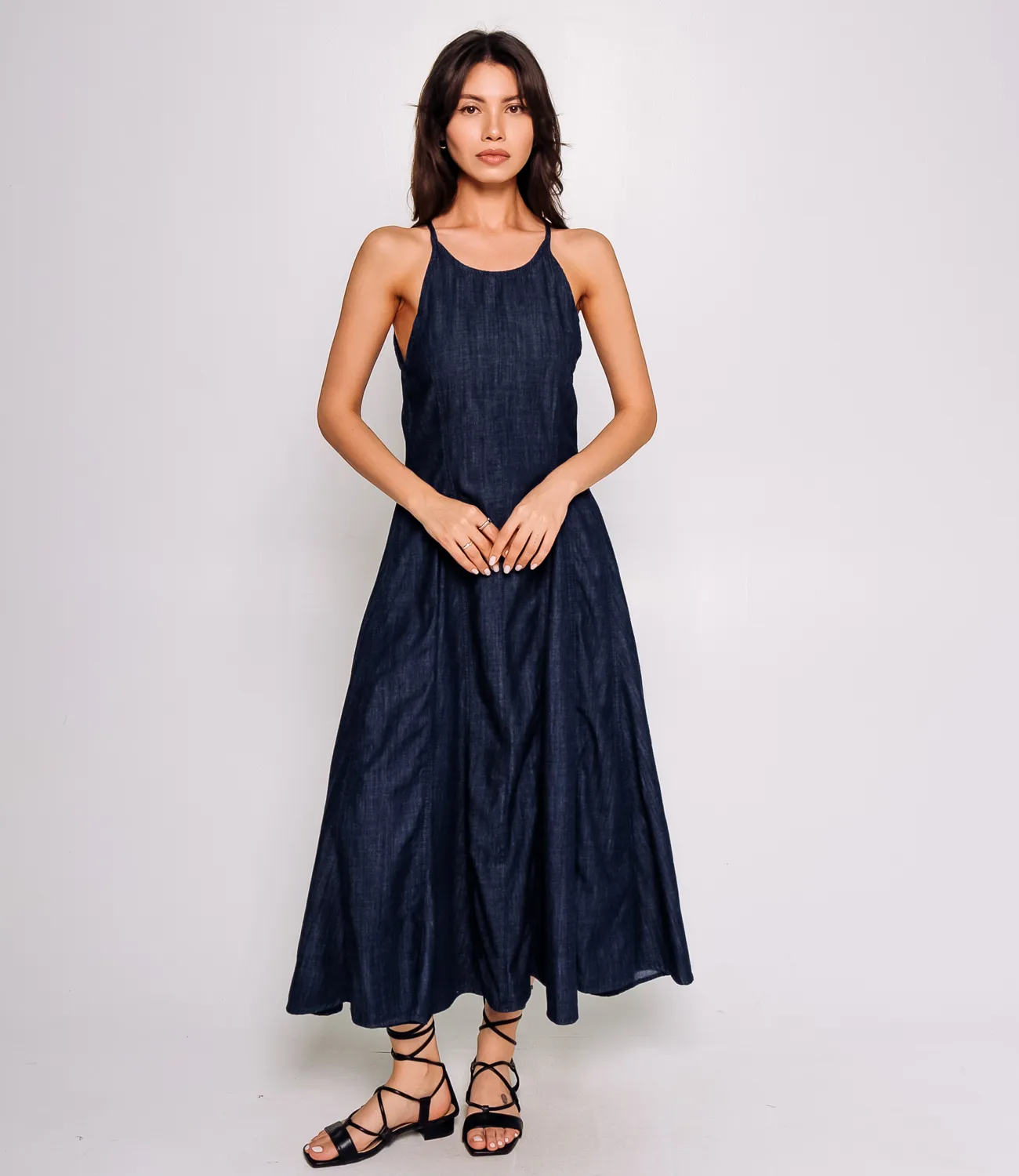 Джинсовый сарафан #КТ6241, тёмно-синий