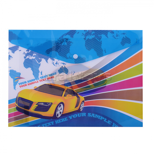 Папка канцелярская Car, 26 х 36 см, на кнопке, пластиковая, плотность 160 мкм, 2 дизайна в ассортименте