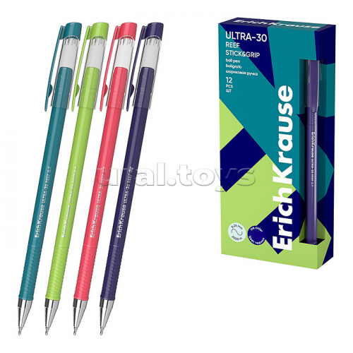Ручка шариковая  ULTRA-30 Stick&Grip Reef 0.7, Super Glide Technology, цвет чернил синий (в коробке по 12 шт.)