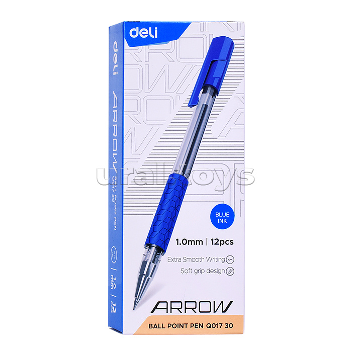 Ручка шариковая EQ01730 Arrow 1мм резин. манжета прозрачный/синий синие чернила (1шт)