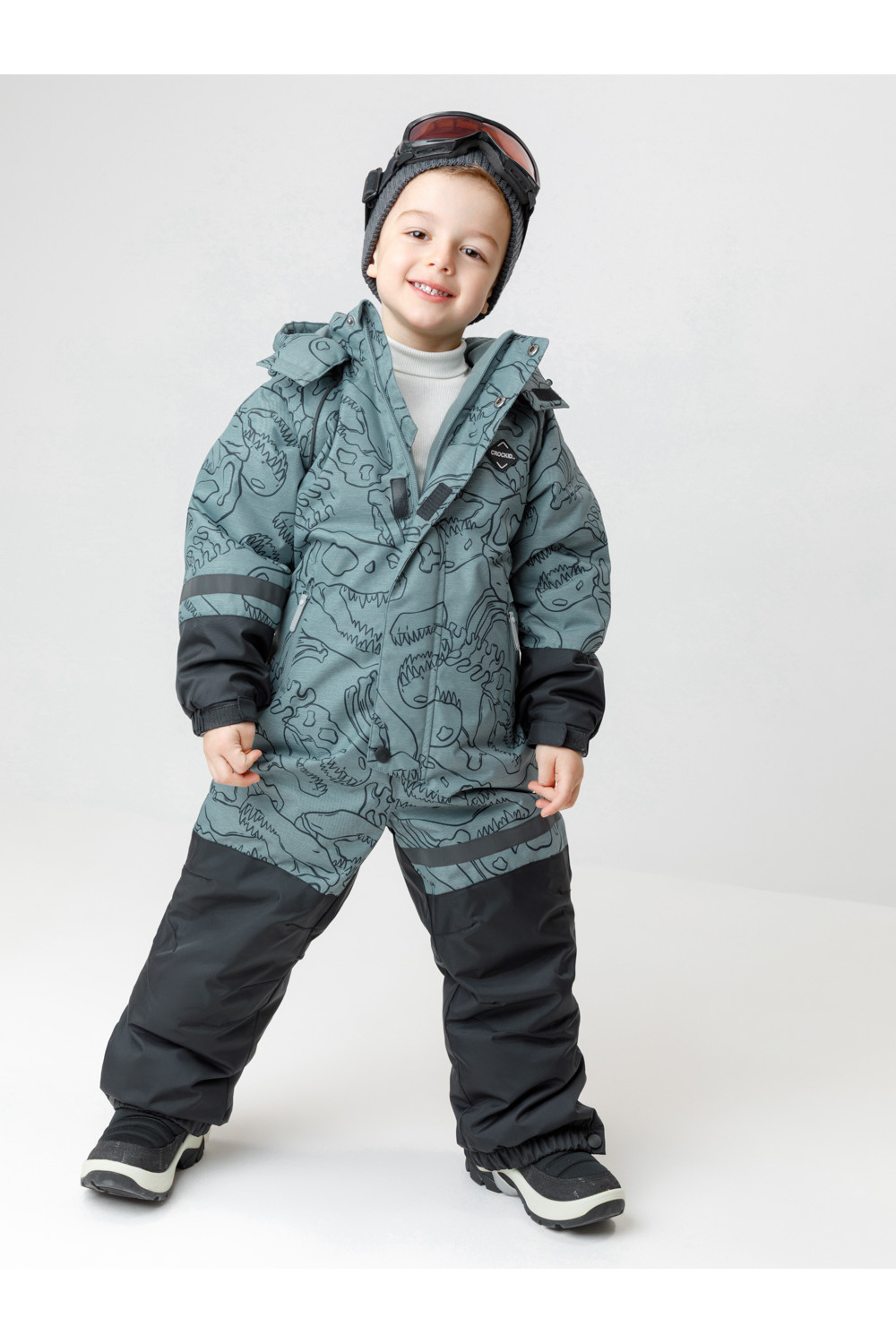Crockid Комбинезон ВК 60130/н/1 ГР пыльно-бирюзовый, динозавры Crockid
