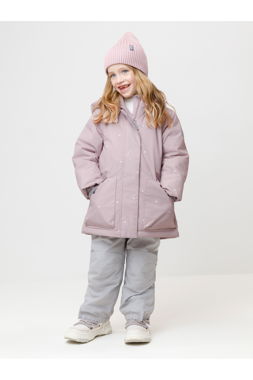 Crоckid Куртка ВК 38120/н/5 ГР розовый лед, фоновые сердечки Crоckid