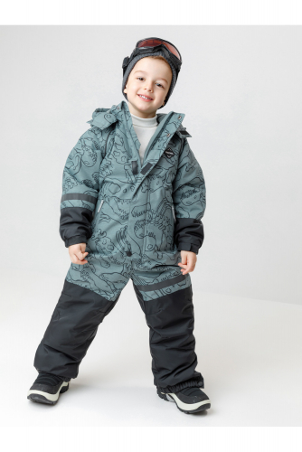Crockid Комбинезон ВК 60130/н/1 ГР пыльно-бирюзовый, динозавры Crockid