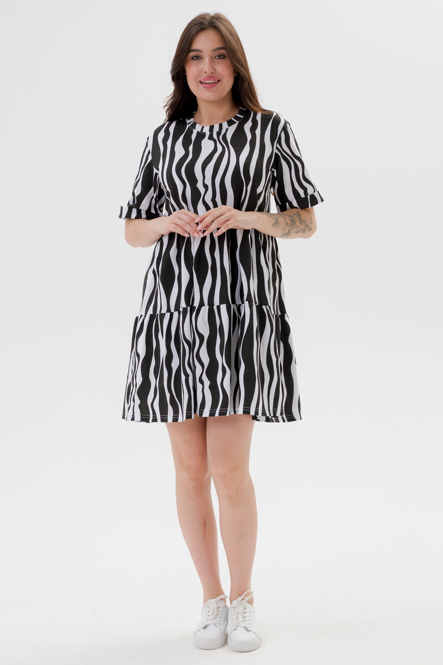 Платье женское из кулирки Бохо зебра макси