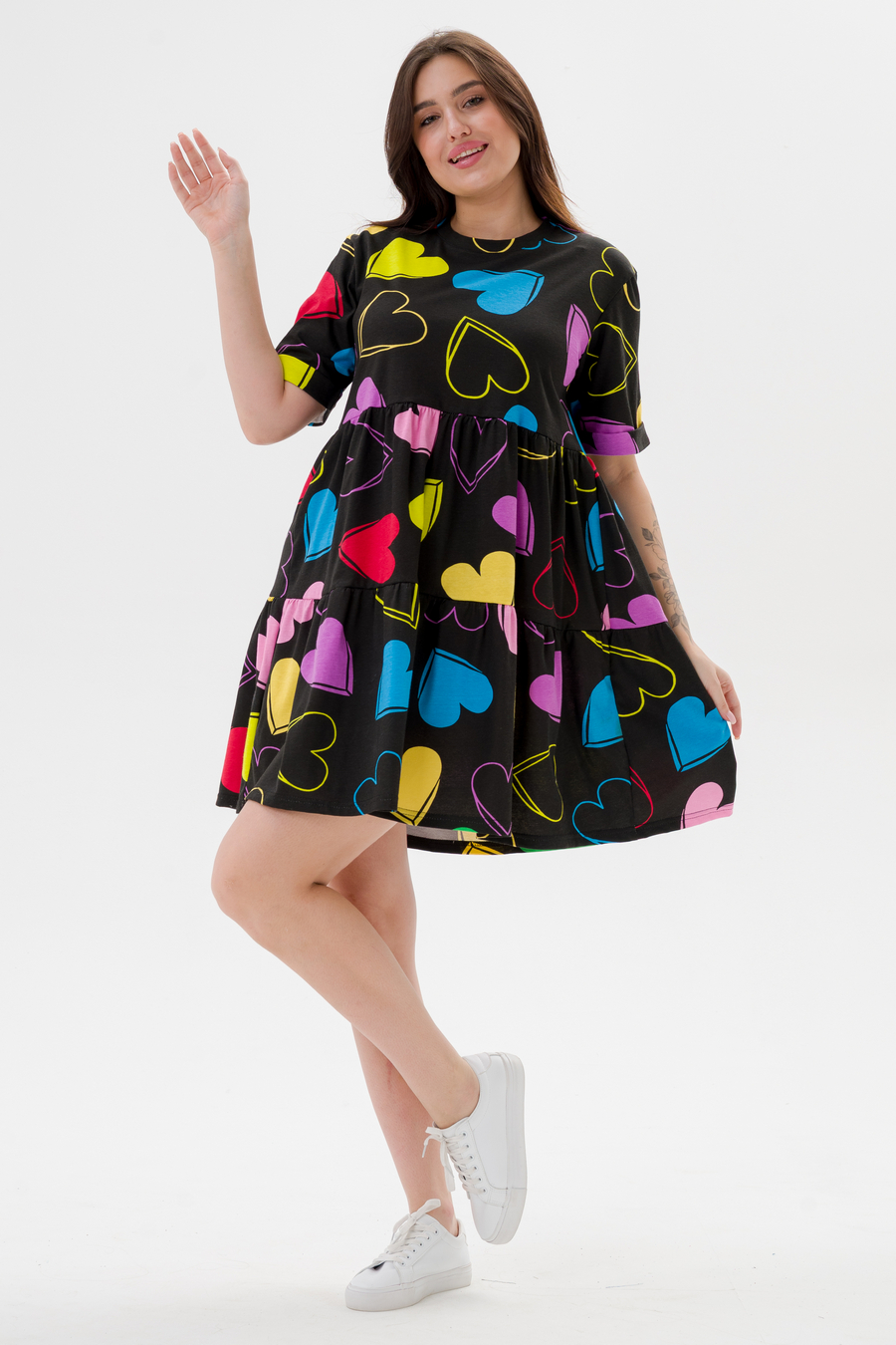 Платье женское из кулирки Бохо солнечное сердце макси