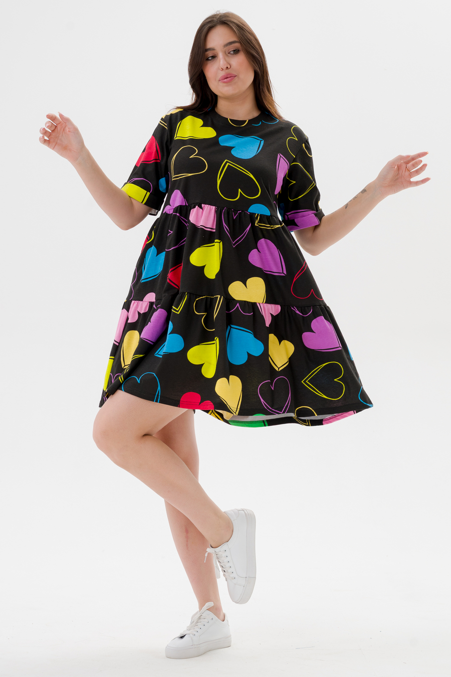 Платье женское из кулирки Бохо солнечное сердце макси