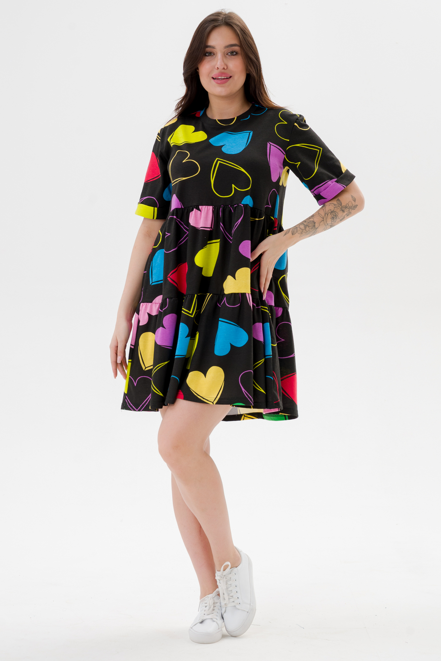 Платье женское из кулирки Бохо солнечное сердце макси