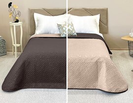 Покрывало окантованное микрофибра Viola, ПМ-101, коричневый/бежевый