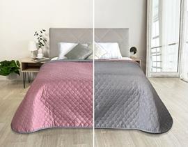 Покрывало окантованное микрофибра Viola, ПМ-104, брусничный/серый