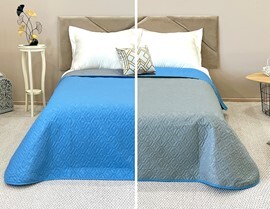 Покрывало окантованное микрофибра Viola, ПС-030, голубой/серый