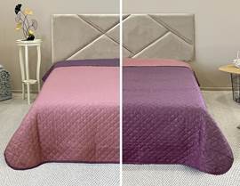 Покрывало окантованное микрофибра Viola, ПМ-111, баклажан/бордо