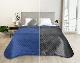 Покрывало окантованное микрофибра Viola, ПМ-110, графит/синий