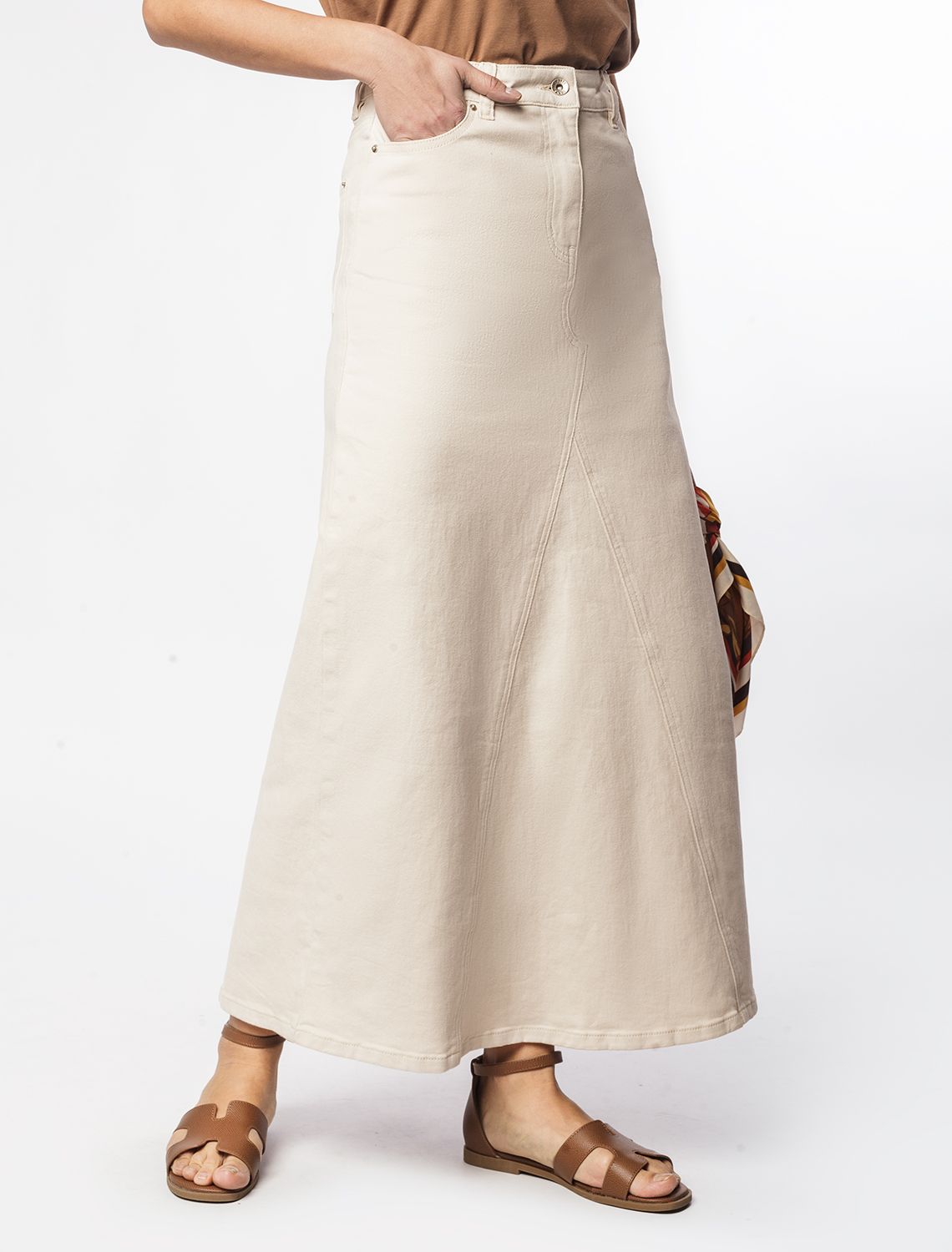 Юбка из денима с эластаном D56.114 светло-бежевый