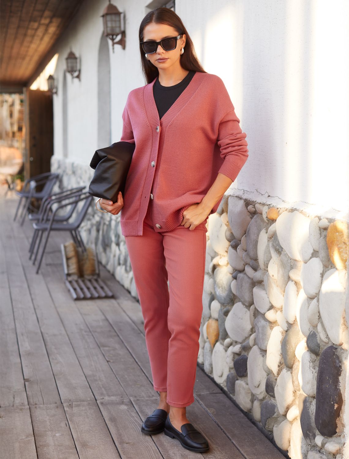 Джинсы из денима с эластаном D54.130 темно-коралловый