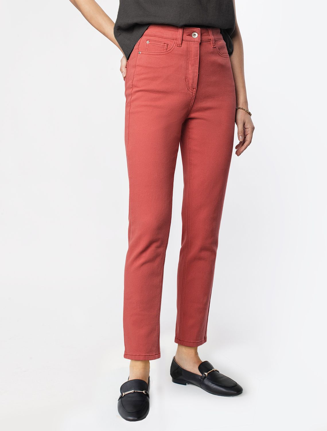 Джинсы из денима с эластаном D54.130 темно-коралловый