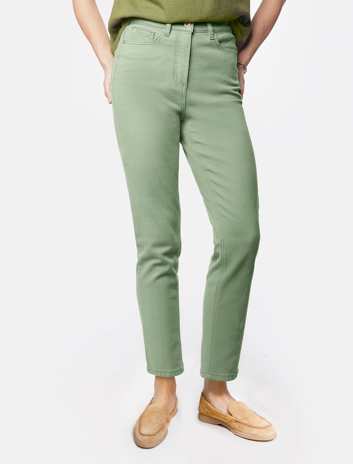 Джинсы из денима с эластаном D54.130 светло-оливковый