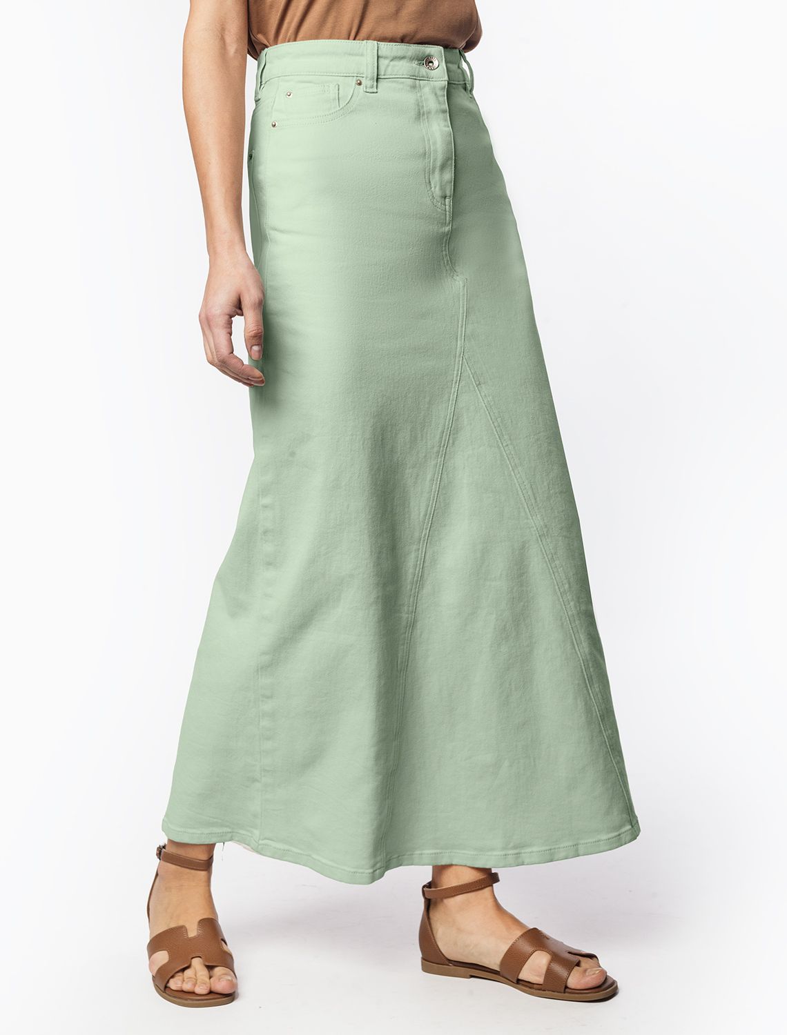 Юбка из денима с эластаном D56.114 светло-оливковый